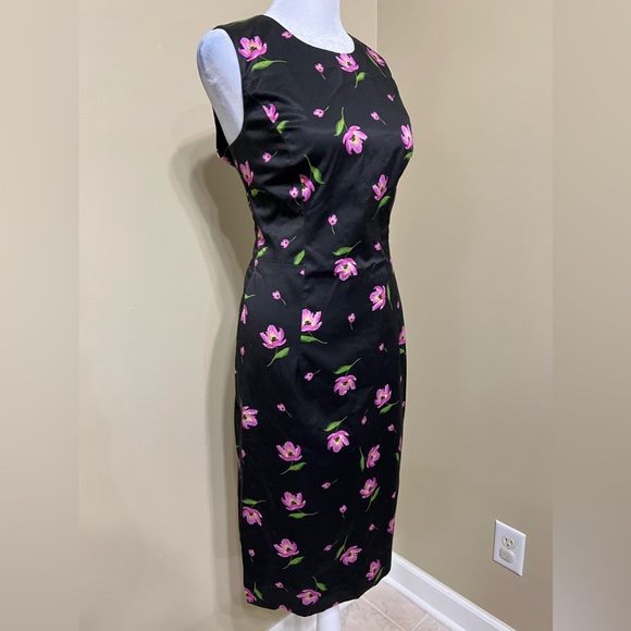 NWT MILLY Kendra Sheath Dress Floral Print $435 Size 6 Black and Pink - Picture 3 of 14